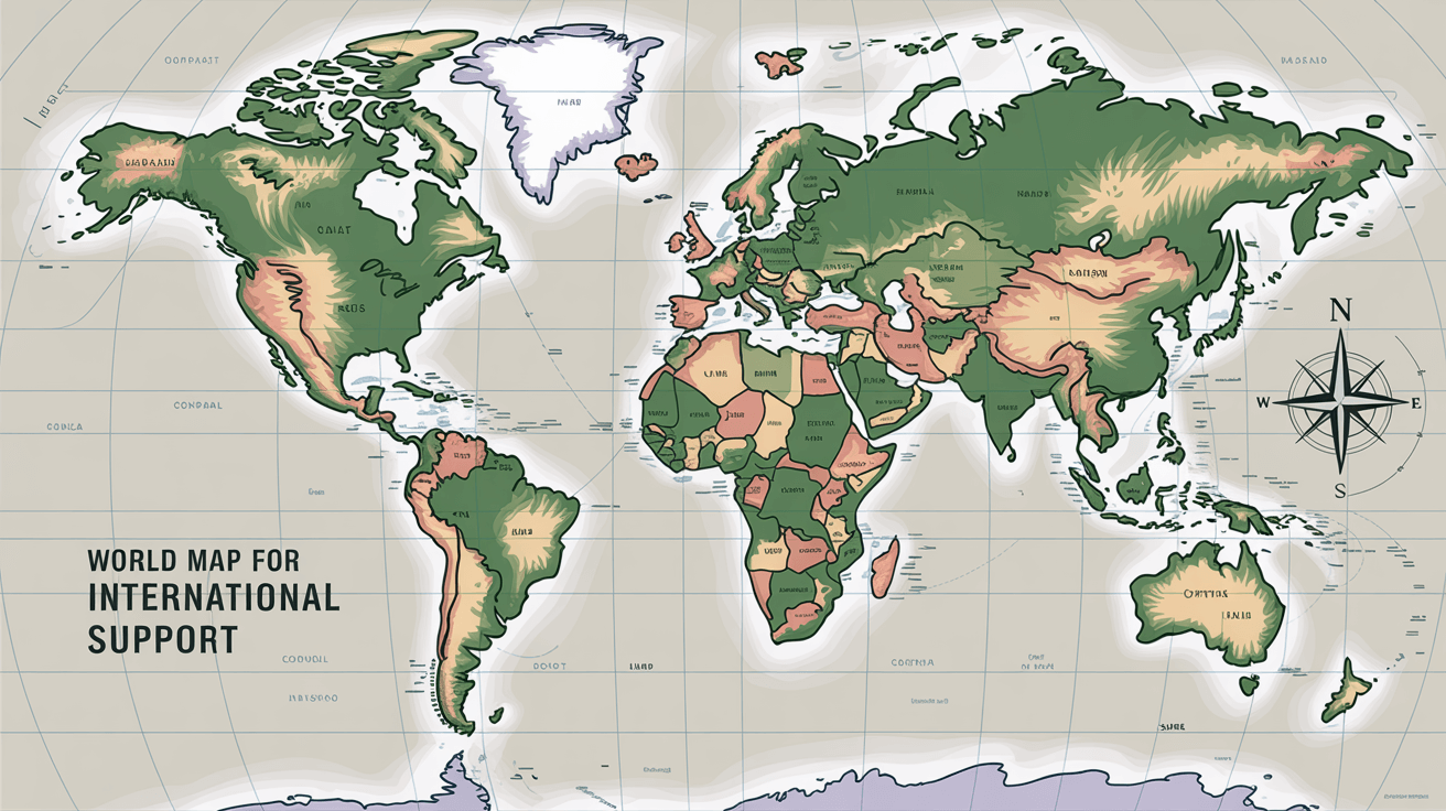 World map for international support